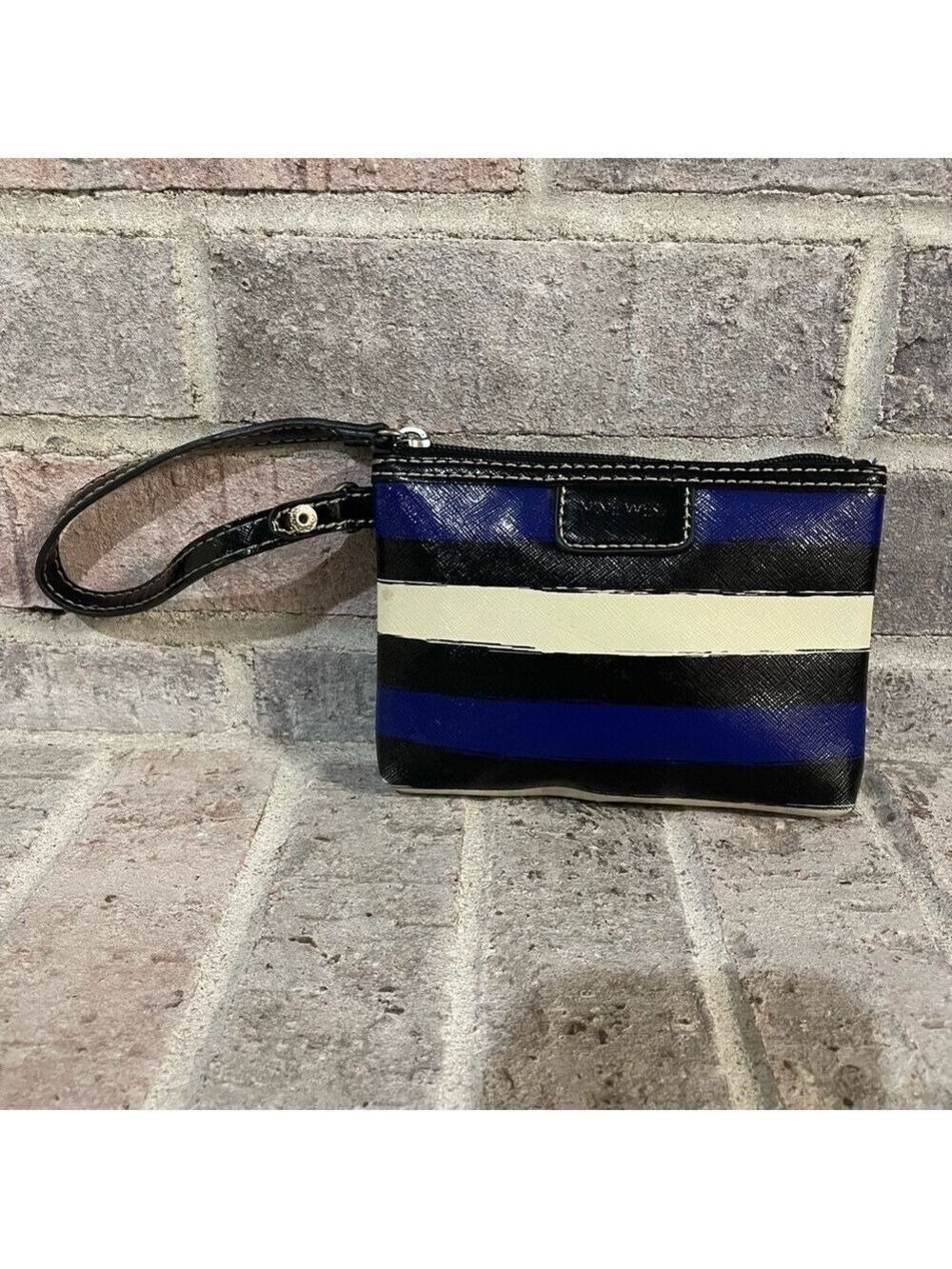 Nine West Black, Blue, and Cream Wristlet